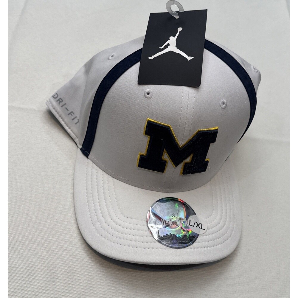 Michigan Wolverines Jordan Brand White Cap Hat Jumpman NCAA U-M NEW With Tag